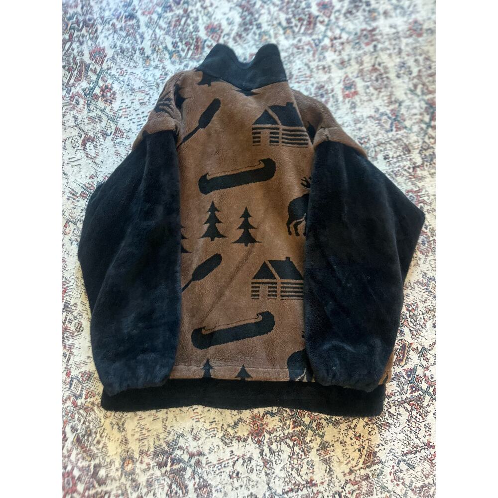 Vintage Denali Women's Full Zip Fleece Jacket Black/Brown - Picture 3 of 4